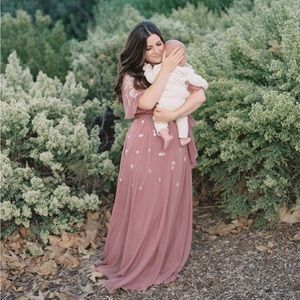 ASOS DESIGN Bridesmaid Maternity flutter sleeve wrap waist maxi dress